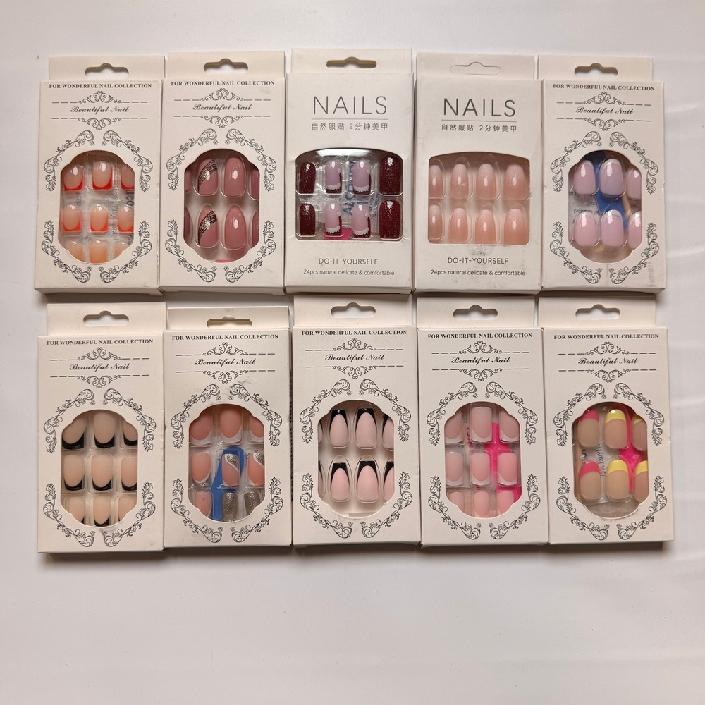 Lot of 10 Pack‎ of 24 New False Press On Nails Assorted Designs and Colors №N40